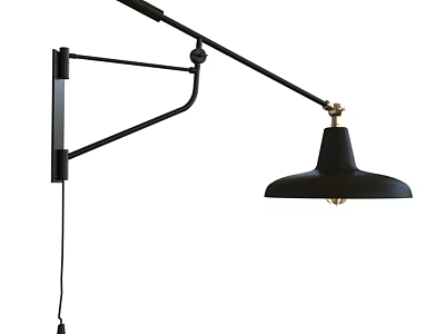 Modern Black Wall Lamp With Adjustable Swing Arm And Stylish Design 3d model