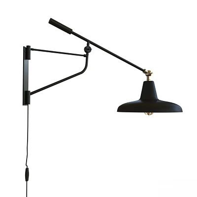 Modern Black Wall Lamp With Adjustable Swing Arm And Stylish Design 3d model