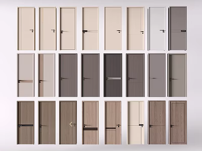 Various Hinged Doors In Modern Design With Wooden And Solid Color Finishes For Home Use 3d model