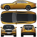 Luxury Golden Black Rolls Royce Car Front And Rear Views