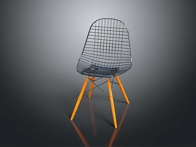 Modern Wire Mesh Armchair With Orange Legs Contemporary Stylish Design For Living Room 3d model