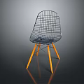 Modern Wire Mesh Armchair With Orange Legs Contemporary Stylish Design For Living Room