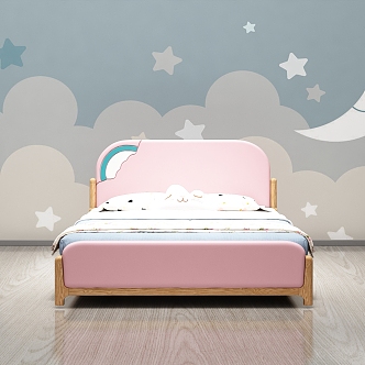 Nordic Cream Style Children's Bed 3d model