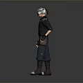 3D Human Character With White Helmet Black Jacket Blue Pants And Tool Belt