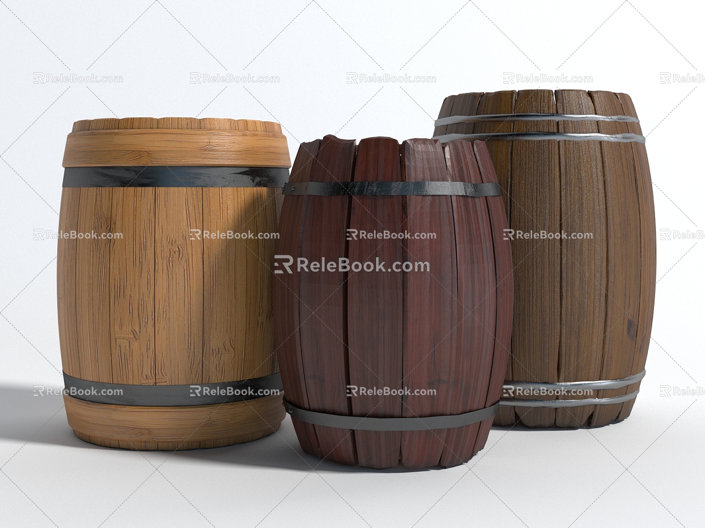 Modern Style Wooden Barrel Wine Barrel Bucket Decoration 3d model