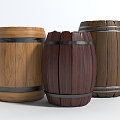 Modern Style Wooden Barrel Wine Barrel Bucket Decoration 3d model