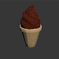 Chocolate Ice Cream In Waffle Cone With Smooth Swirl And Sweet Flavor