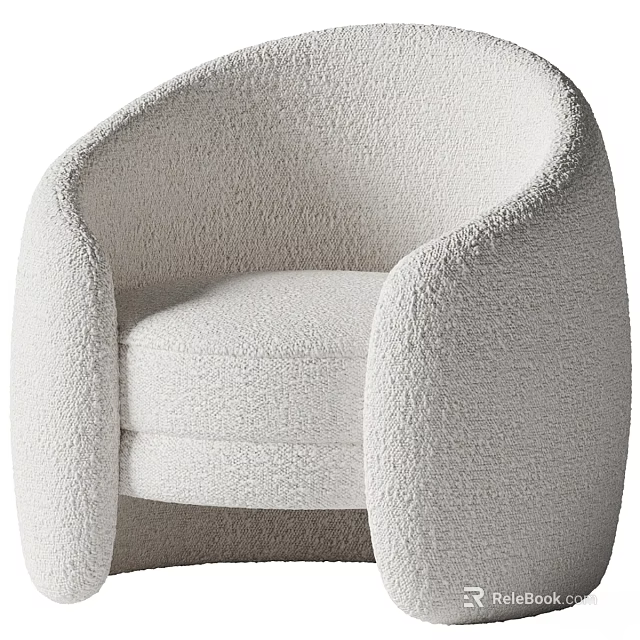Modern Plush Lounge Chair With Curved Design And Soft Beige Fabric 3d model 