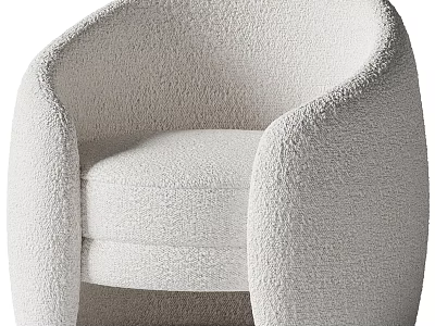 Modern Plush Lounge Chair With Curved Design And Soft Beige Fabric 3d model