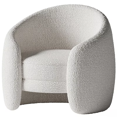 Modern Plush Lounge Chair With Curved Design And Soft Beige Fabric 3d model