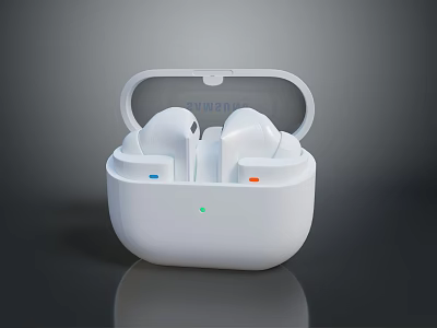 SAMSUNG White Wireless Earbuds With Charging Case And LED Indicator Light For Computer Use 3d model