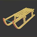 Elderly Person Enjoying Winter Outdoor Activity With Wooden Sled