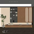 TV Background Cabinet Decorative Cabinet Bookcase Multifunctional Locker 3d model