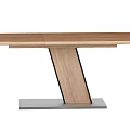 Modern Wooden Dining Table With Unique Slanted Legs And Gray Base 3d model