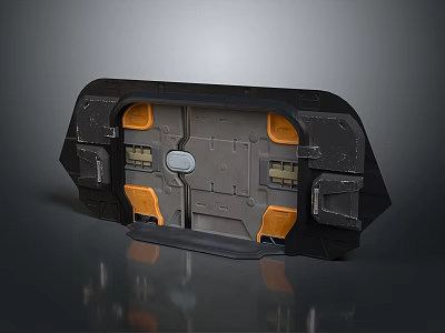 Black And Orange Mechanical Component With Gray Panel And Structural Parts 3d model