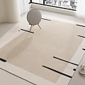 Beige Square Carpet With Black Lines In Minimalist Modern Room Interior 3d model