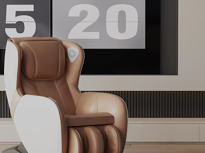 Modern Brown and White Leather Massage Chair with Ergonomic Design for Comfortable Home Relaxation 3d model