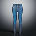 Blue Denim Jeans Slim Fit Classic Design With Pockets And Zipper