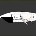 White Sailboat With White Sails And Orange Seats On Gray Background