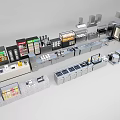 Modern Commercial Kitchen With Stainless Steel Appliances Refrigerated Display Cases Worktables Ovens And Freezers