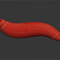 Red Curved Tubular Medical Device With Parallel Stripes And Flexible Structure
