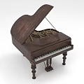 Elegant Wooden Piano With Open Lid Internal Structure And Pedals