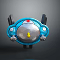 Blue Cartoon Robot With Silver Round Body Yellow Part Black Side Structures And Eyes
