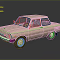 Light Brown Classic Four Door Car With Round Headlights White Wheels And Vintage Design