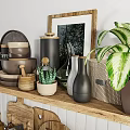 Modern Kitchen Decorative Ornamental Pieces Set With Coffee Machine Toaster Jars Plants And Cutting Boards