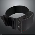 Black Ring Shaped Device With Adjustable Knob And Mounting Bracket Holes 3d model
