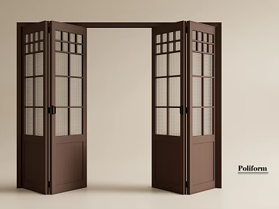 Middle ancient folding door glass folding door sliding door sliding door 3d model