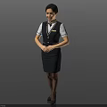 Professional Woman in Dark Uniform With White Shirt and Necktie Standing Confidently