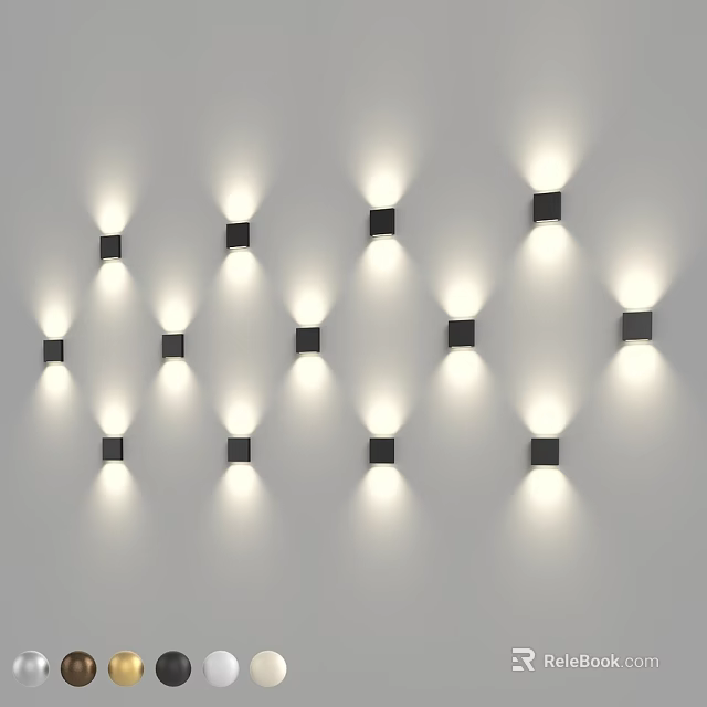 Multiple Modern Wall Lights Neatly Arranged With Soft Illumination On White Wall 3d model 