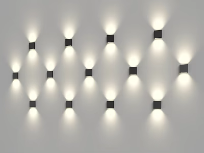 Multiple Modern Wall Lights Neatly Arranged With Soft Illumination On White Wall 3d model