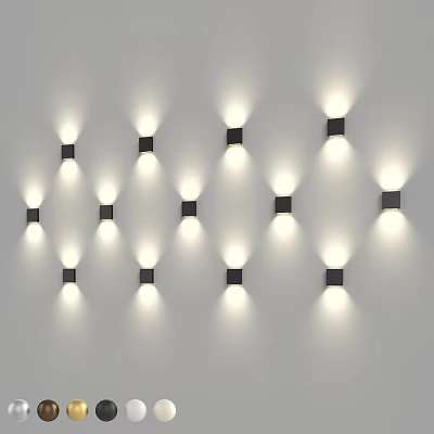 Multiple Modern Wall Lights Neatly Arranged With Soft Illumination On White Wall 3d model