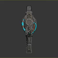 Futuristic Sci Fi Weapon Design With Double Barrel Orange Accents And Blue LED Lights