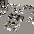 Modern Office Open Workspace With Multiple Desks Computers Ergonomic Chairs And Large Windows 3d model
