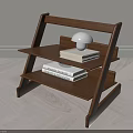 Modern Wooden Bookshelf With Layered Shelves Books White Lamp And Minimalist Design