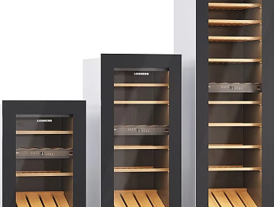 Modern Wine Cabinets With Black Frame Wooden Shelves And Various Sizes 3d model