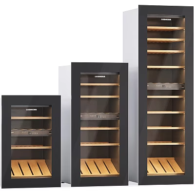 Modern Wine Cabinets With Black Frame Wooden Shelves And Various Sizes 3d model
