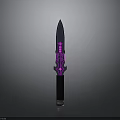 Fantasy Weapon Dagger With Purple Decorative Patterns Black Handle And Silver Base