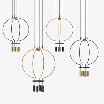 New Chinese Chandelier Metal Wire Chandelier 3d model