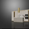 Elegant Modern Kitchen Interior With White Cabinets Marble Countertops And Central Island