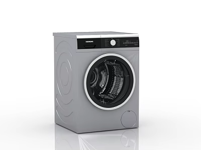 Gray Front Loading Washing Machine with Circular Door And Digital Control Panel 3d model