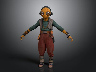 Everyday Living Accessories Headphones Green Top Red Pants And Tool Belt 3d model