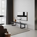 Round Black Dining Table With Rattan Back Chairs White Vase And Pendant Light In Modern Space