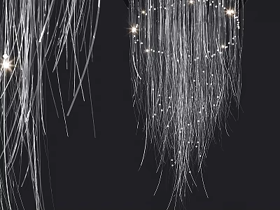 Elegant Modern Chandelier With Cascading Silver Strings And Bright Lights 3d model