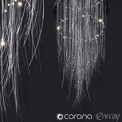 Elegant Modern Chandelier With Cascading Silver Strings And Bright Lights 3d model