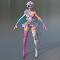 Stylish Game Movie Character With Pink Blue Hair And Decorative Outfit