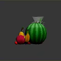 Fresh Assorted Fruits Including Pineapple Watermelon Grapes Pears Bananas Cherries And Strawberries On Dark Background